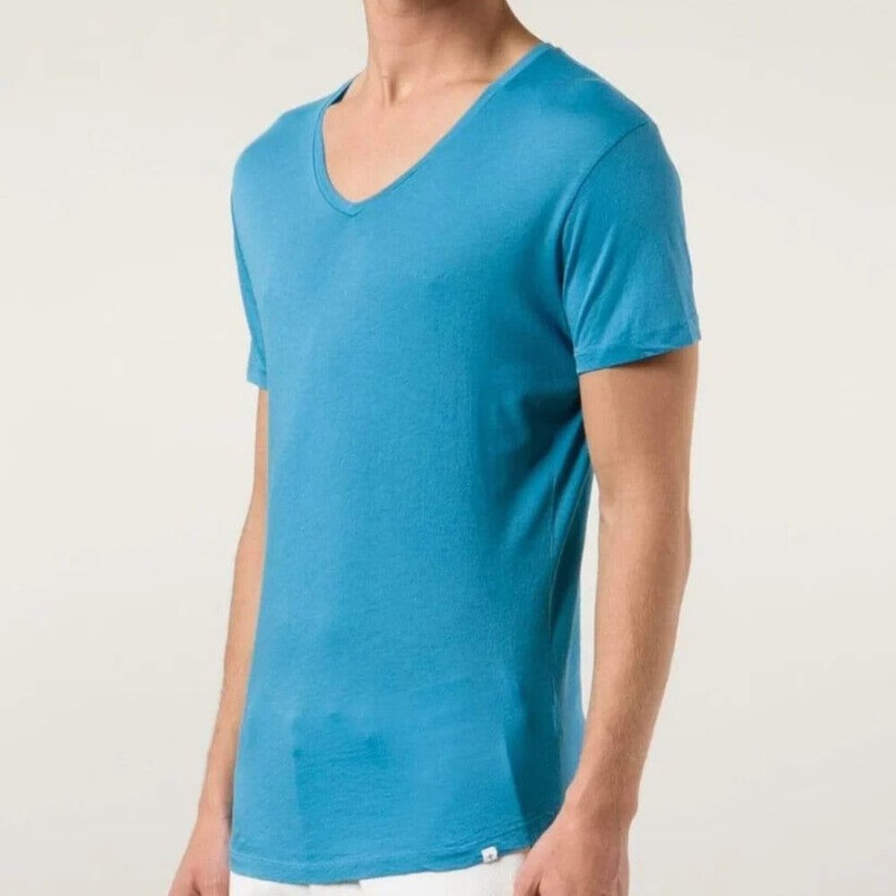 Orlebar brown OB-V TAILORED FIT V-NECK T-SHIRT Riviera Blue XS James Bond nwot